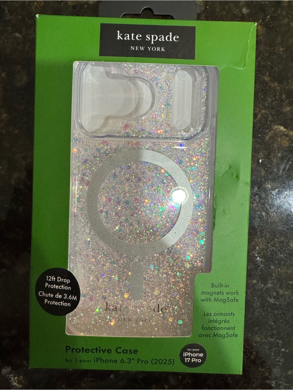 kate spade Glitter MagSafe iPhone Case - Iridescent Pink